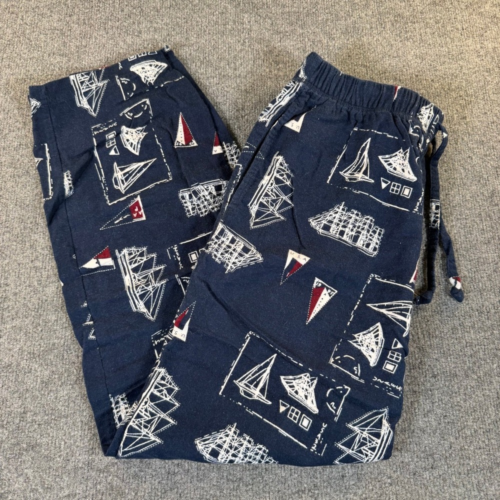 Nautica Mens Blue Cotton Nautical Sailboat Print Pajama Pants Size M #4036